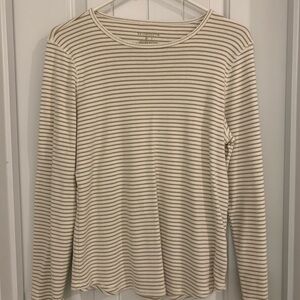 Liz Claiborne Women's Striped Cream and Brown Top
